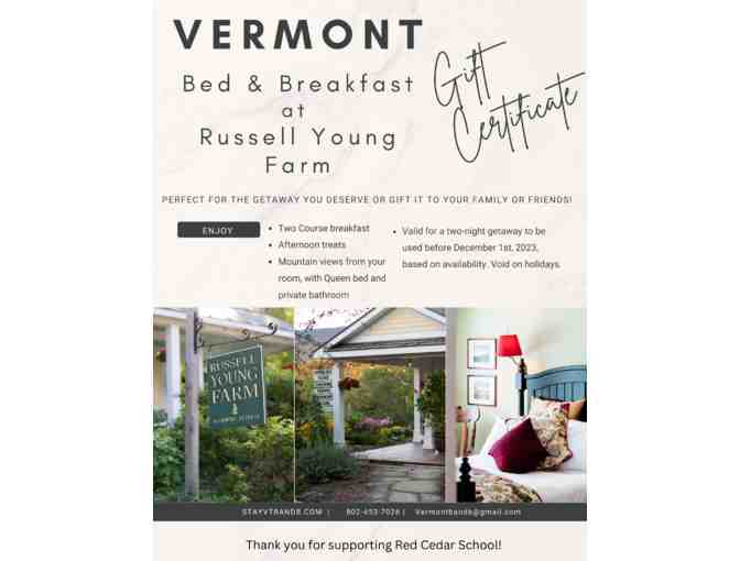 Vermont Bed and Breakfast at Russell Young Farm