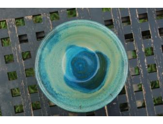 Pottery Bowl in Greens and Blues