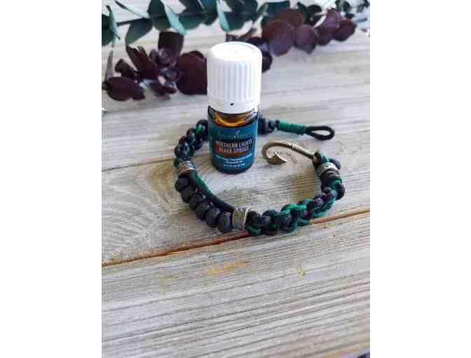 Men's 9' Handmade Essential Oils Diffuser 'Fish Hook' bracelet with Therapeutic-grade Oil
