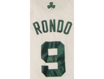 Rajon Rondo autographed Boston Celtics jersey in a custom frame