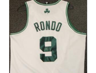 Rajon Rondo autographed Boston Celtics jersey in a custom frame