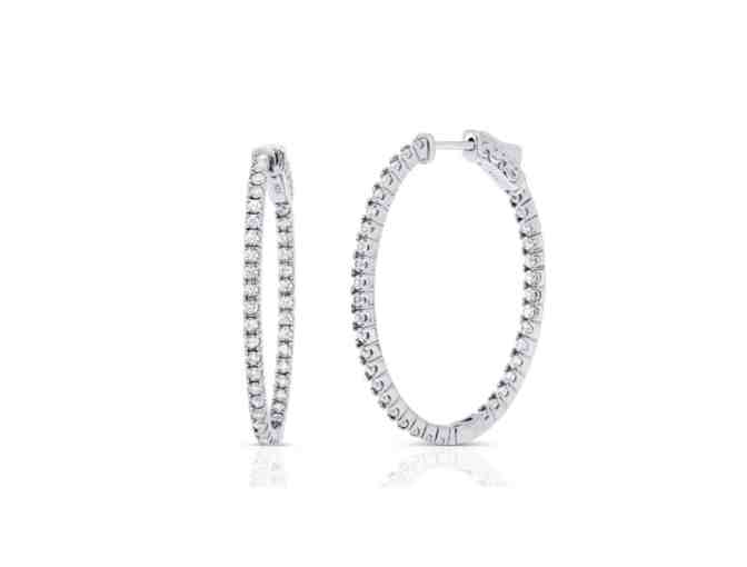 White Gold Zirconium Hoop Earrings - Photo 1