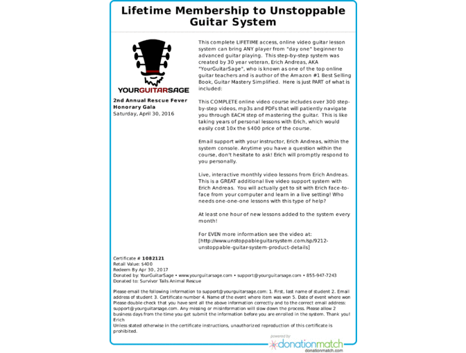 Lifetime Membership to Unstoppable Guitar System