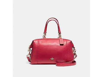 Coach Lenox Satchel in Pebble Leather - Bright Pink