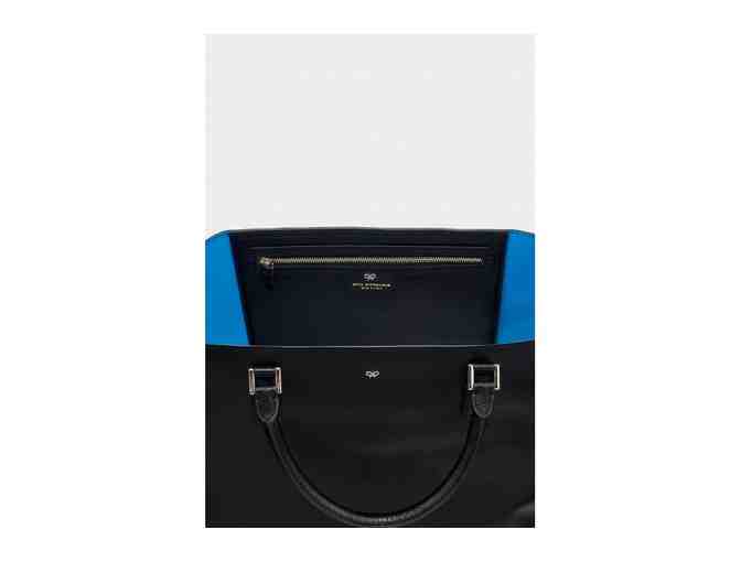 Anya Hindmarch Maxi Featherweight Ebury Capra Leather Double Black and London Blue