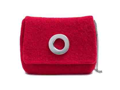 Sarah Oliver Resort Clutch with Crossbody Chain in Pomegranate