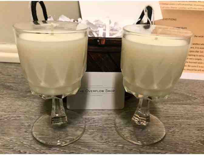 Pair of Essentail Oil & Coconut Wax Candles in Vintage Glass-Organic Citris Lavender