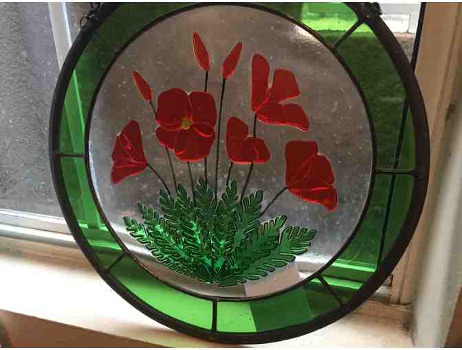 Round Poppy Window Stained Glass by Dragonfly Stained Glass Studio
