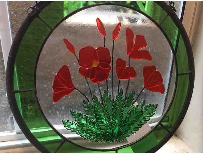 Round Poppy Window Stained Glass by Dragonfly Stained Glass Studio