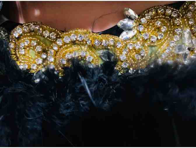 Dance Moms UNAIRED Season 7 Episode - Gold Sequins Bustier with Black, Feather Shorts