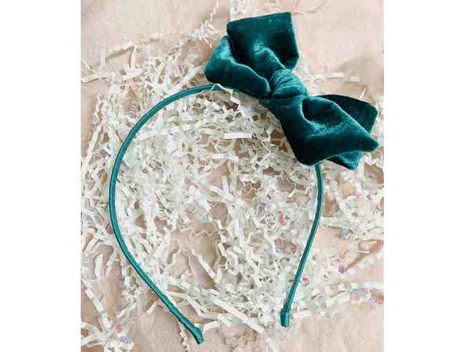 Snickerdoodle Velvet Bow and  Winter Green Velvet Headband by Hada Story