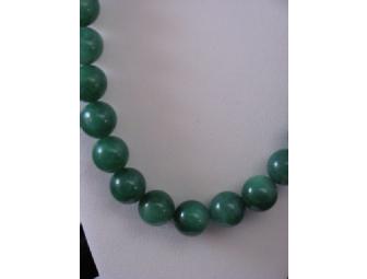 21' necklace with bright green jade beads and sterling sliver clasp