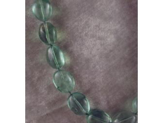 Natural Green Fluorite Bead Necklace with Silver Clasp