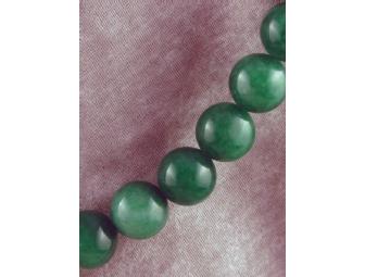 Necklace with Bright Green Jade Beads with Sterling Sliver Clasp