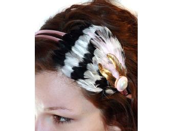 Black, White & Pink Feather Headband by Jessica Bourque of Some Fine Folks