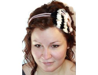 Black, White & Pink Feather Headband by Jessica Bourque of Some Fine Folks