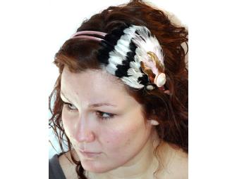 Black, White & Pink Feather Headband by Jessica Bourque of Some Fine Folks