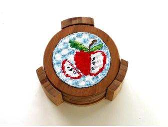 Needlepoint Kit, Fruit Coasters with Holder by Karin Lamson of Stina Stitches