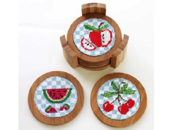 Needlepoint Kit, Fruit Coasters with Holder by Karin Lamson of Stina Stitches