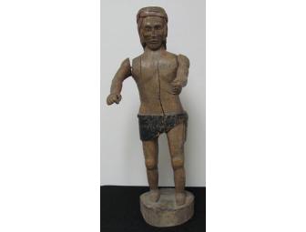 Antique primitive wood sculpture of a Native American