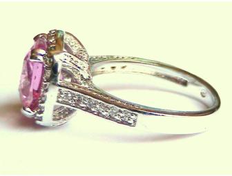 Sterling Silver & Pink Sapphire CZ Cocktail Ring
