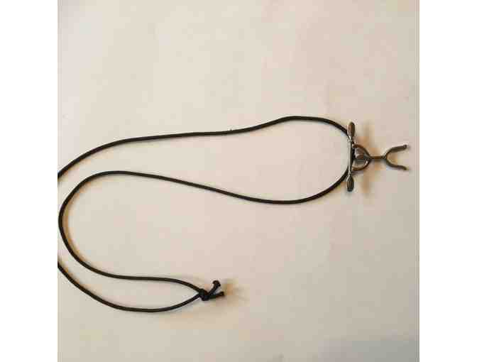Silver Kayaker Charm on Leather Necklace