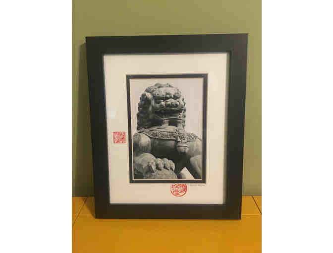 Framed 8x10 Print of ' Stone Lion'  and Teapot from China