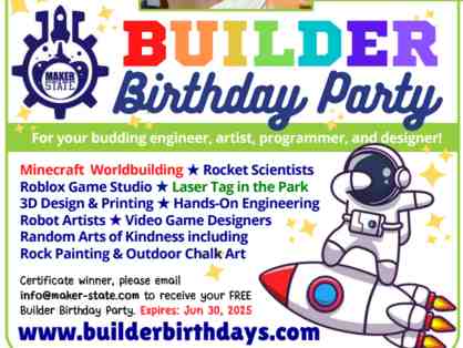 MakerState Builder Birthday Party