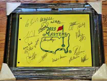 Authentic 2013 Masters Champs Flag Autographed by Woods, Mickelson, Player, and others