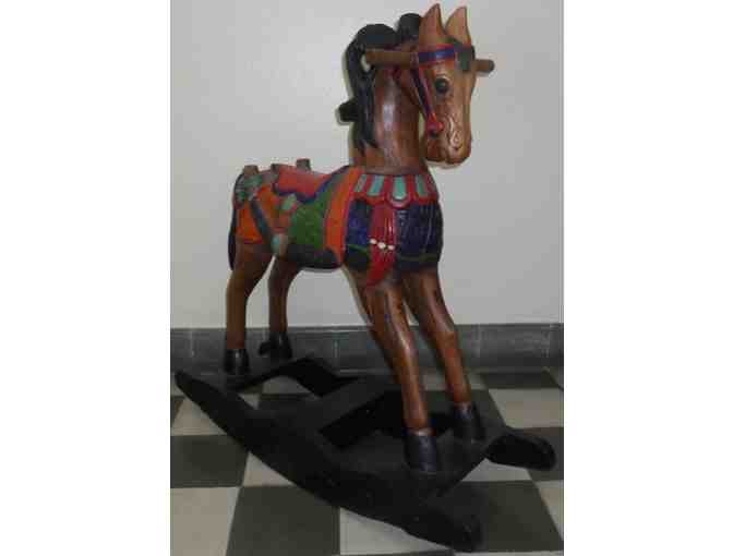 Large Wooden Painted Rocking Horse