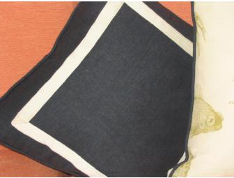 Celadon Sealife & Navy Linen Pillows to be monogrammed
