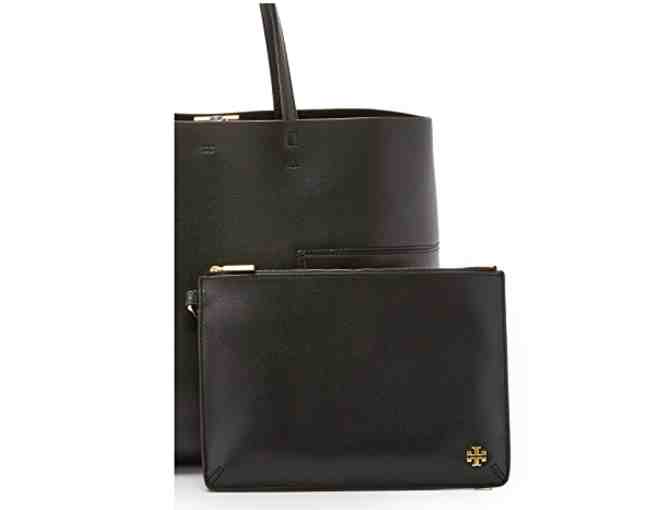 Tory Burch Block T Tote with Matching Zip Pouch in Black