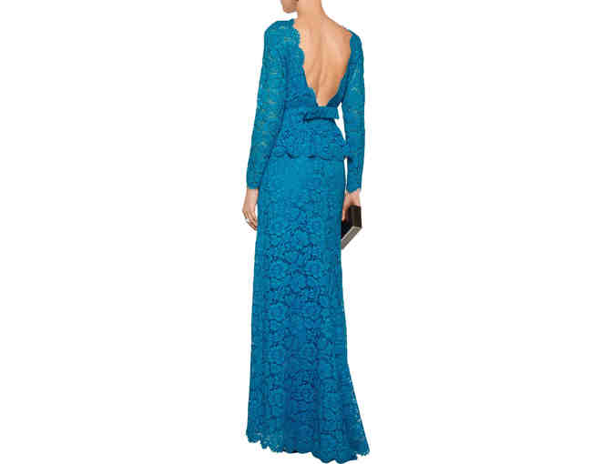Valentino Azure Blue Long Sleeve Lace Gown