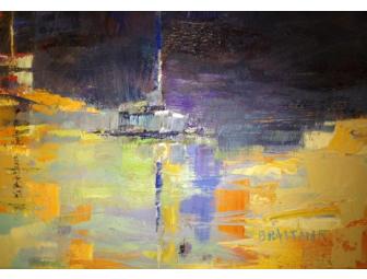 Painting by Andy Braitman - 'Sunset at the Lake', 31' x 31' Framed Oil on Canvas