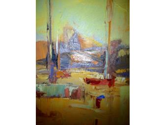 Painting by Andy Braitman - 'Sunset at the Lake', 31' x 31' Framed Oil on Canvas