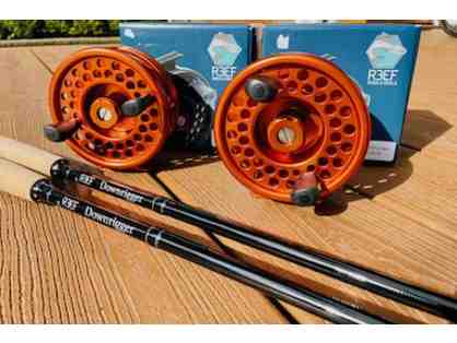 2 x R3EF Salmon Reels and 9' downrigger trolling rods