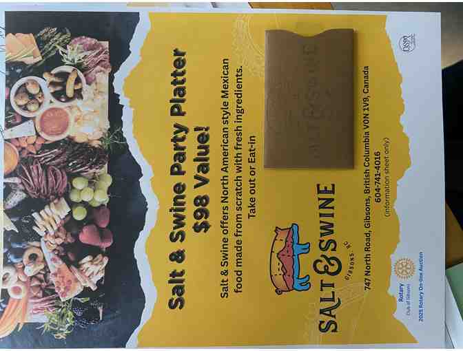 Salt and Swine Party Platter- $98 Value