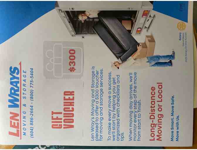 Voucher Towards Moving and Storage Services - Value $300