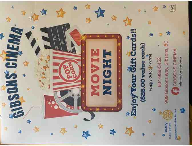 Gibsons Cinema Gift Cards: 4 x $25 - $100 Value