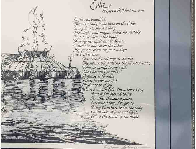 "Eola" numbered print 1/100 - sketch and poem by Eugene Johnson circa 1969. - Photo 4