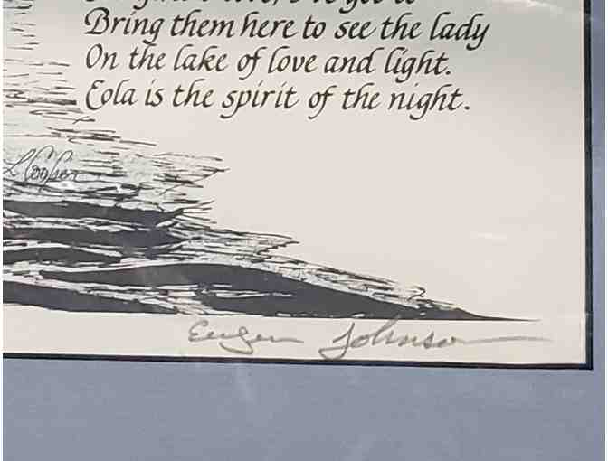 "Eola" numbered print 1/100 - sketch and poem by Eugene Johnson circa 1969. - Photo 5