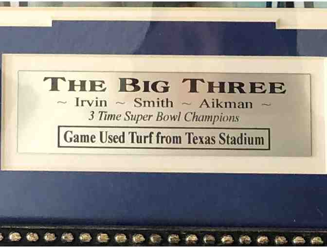Dallas Cowboys Big Three Presentation Piece with Actual Piece of Turf from Texas Stadium