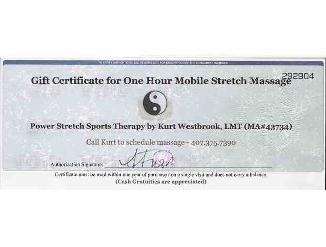 1 hour massage with Kurt Westbrook of POWERSTRETCH WELLNESS
