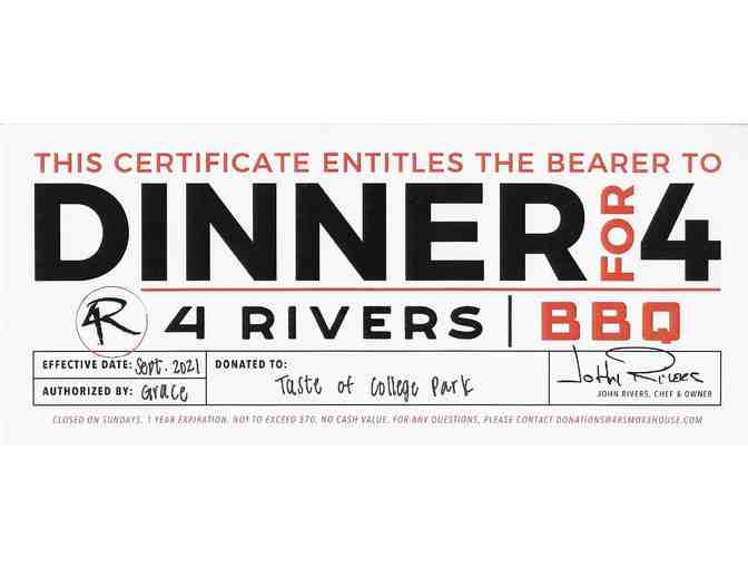 $70 Gift Certificate to 4Rivers Smokehouse
