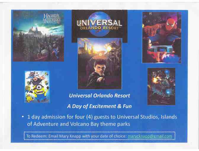 Four (1) Day Park-hopper Tickets to Universal Orlando Resort