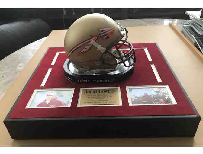 Florida State University Coach Bobby Bowden Autographed Mini Helmet with base