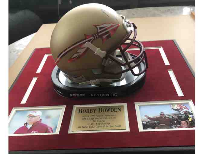Florida State University Coach Bobby Bowden Autographed Mini Helmet with base