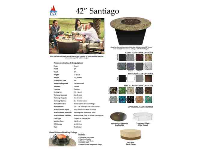 42' Santiago - Gas Fire Pit Table - Orlando based Firetainment