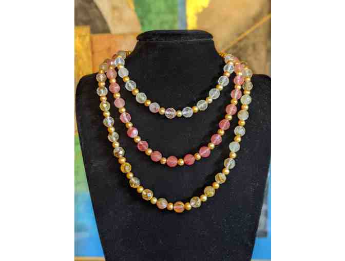 3 strand quartz and pearl necklace