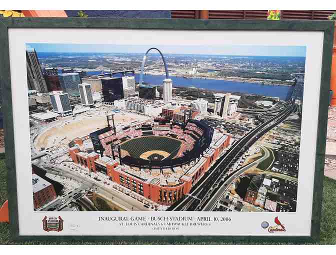 Framed LE Print of Inaugural Baseball Game at Busch Stadium in St Louis
